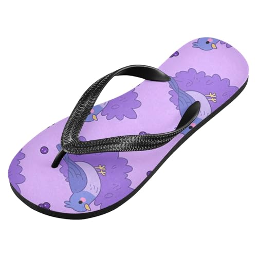 Women Beach Summer Casual Flip Flop Cute Bird PurpleQuick Dry Sandals Slipper for Men A2301309