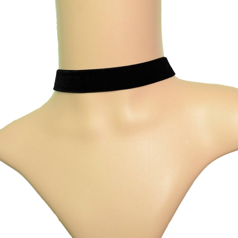 GUCABE Elegant Noble Simple Beautiful Women Dresses Accessories Punk Style Handmade Black Narrow Neck Choker Necklace Short Necklace for Girls (Black Velvet Necklase Series 6)