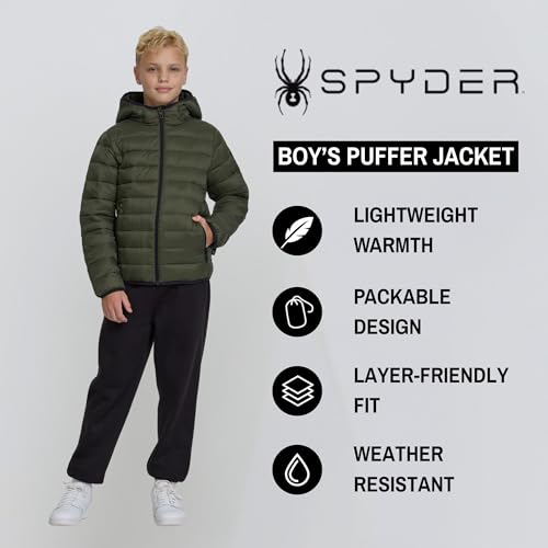 Image of Spyder Boys Puffer Jacket - Lightweight Packable Wind Water Resistant Quilted Boys Winter Coat - Cozy Insulated Winter Jacket