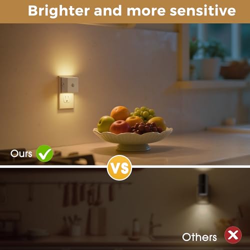 Image of L LOHAS LED Night Light,Plug in Night Light with Motion Sensor and Dusk to Dawn Sensor,[2-Pack] Brightness Adjustable,3000K Soft White, Nightlight for Bathroom Hallway Kitchen