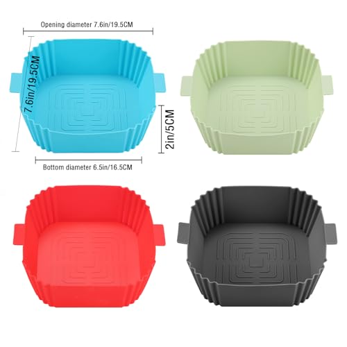 Image of 2 Pack Air Fryer Silicone Liners for 3-6QT, LYHOLKEER 7.6inch Square Silicone Airfryer Liners Reusable for 4 4.4 4.5 5 5.3 5.5 5.8QT, Air Fryer Accessories Replacement for Parchment