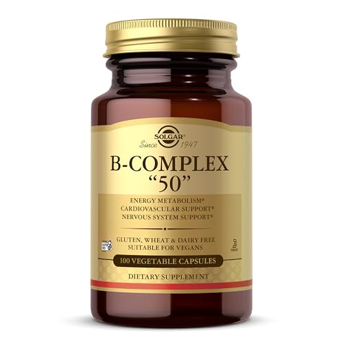 Solgar B-Complex “50”, 100 Vegetable Capsules - Energy Metabolism, Cardiovascular Support, Nervous System Support - Non-GMO, Vegan, Gluten Free, Dairy Free, Kosher - 100 Servings