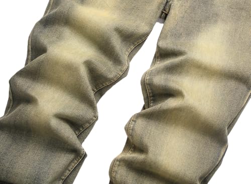 Image of QIMYUM Men's Wide-Leg Baggy Flex Jeans Relaxed Loose Fit Long Denim Pants