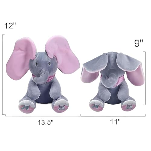 Image of Peek-A-Boo Musical Elephant Plush Toy for Babies & Kids | Singing Talking Elephant with Moving Ears | Soft Pink Elephant Soft Toy for Girls & Boys | Interactive Musical Soft Toy for Newborn Baby