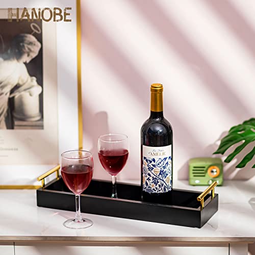 Hanobe-Rectangle-Long-Narrow-Tray-Decorative-Trays-Rectangular-Candle-Holder-Trays-for-Home-Decor-White-Centerpiece-Tray-Decor-Serving-Tray-with-Gold-Handles-for-Dining-Table-Coffee-Bar-Living-Room Hanobe Rectangle Long Narrow Tray Decorative Trays Rectangular Candle Holder Trays for Home Decor White Centerpiece Tray Decor Serving Tray with Gold Handles for Dining Table Coffee Bar Living Room
