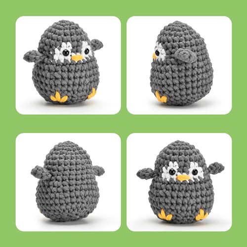 Image of Zepiany Crochet Kit for Beginners, Crochet Kit for Adults Easy Arts Crochet Animals Crafts, Knitting Kit Crochet Kits Women Men with Step-by-Step Video Guides Crochet Gifts, Penguin Bee Bunny