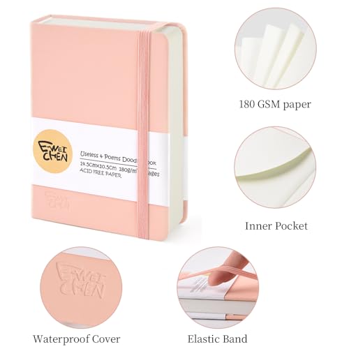 Image of 5.7x4.1in Hardcover Blank Sketchbook for Drawing 180gsm 96Pages,Pink