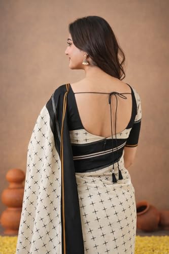 Image of Jack & Jini Women's Floral Print Pure Georgette Saree with Blouse Piece | Soft Casual & Festive Drape | Gift for Mother, Wife.