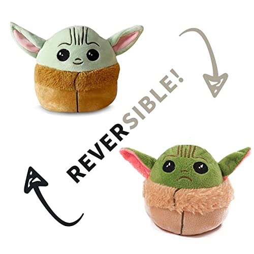 Jiffybair Reversible Baby Yoda Plush - 13×6×13(cm) PP Cotton Baby Yoda Teddy Two Facial Expressions, Grogu Plush, For Kids On Easter, From Mandalorian Star Wars