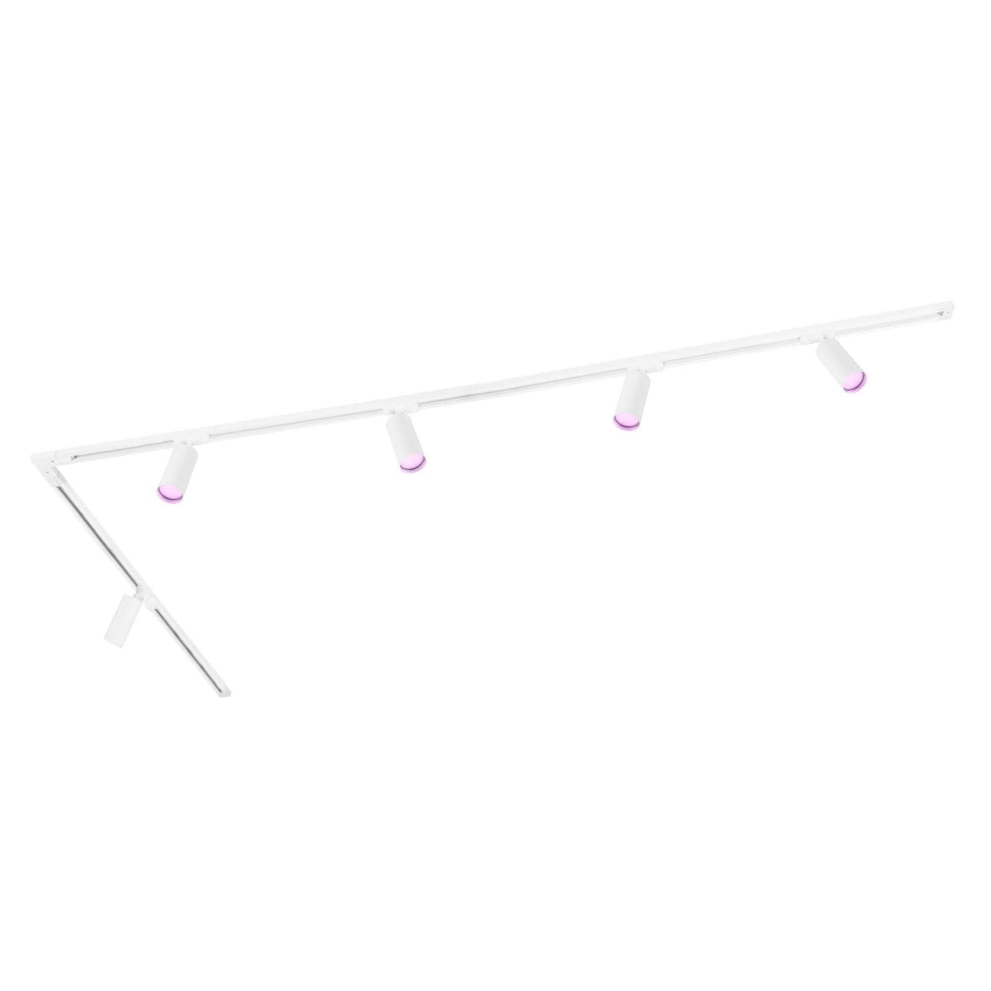 Ledvion Sistema de rieles iluminacion 3m Monofasico Blanco 5 focos RGB