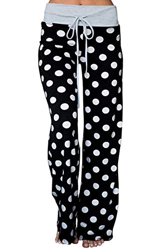 Image of AMiERY Women's Comfy Casual Pajama Pants Floral Print Drawstring Palazzo Lounge Pants Wide Leg