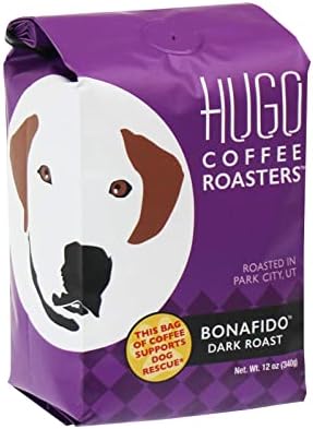 Hugo Coffee Whole Beans |Bonafido Dark Roast |Hugo Supports Dog Rescues (12 Ounces)