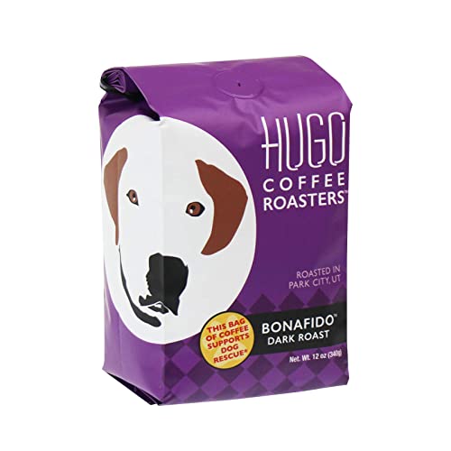 Hugo Coffee Whole Beans |Bonafido Dark Roast |Hugo Supports Dog Rescues (12 Ounces) #TOP3