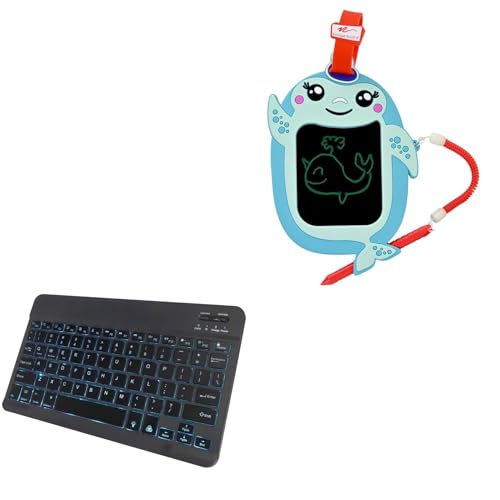 BoxWave Keyboard Compatible with Boogie Board Kids Sketch Pals Portable Doodle Board (9 in) - SlimKeys Bluetooth Keyboard - with Backlight, Portable Slim LED 7 Colors - Jet Black