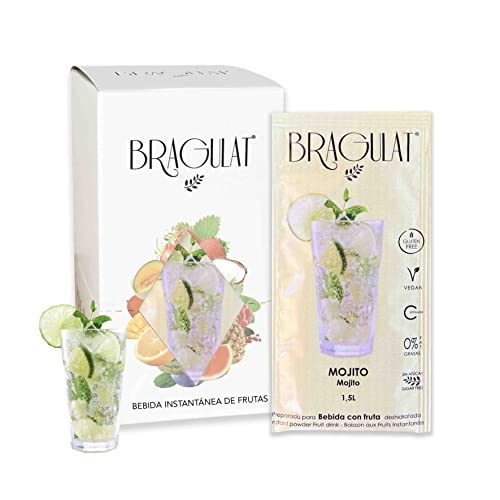 BRAGULAT/Saborizantes de agua Sin Azucar, con fruta deshidratada, Vitamina C y B12, colorantes y sabores naturales | Agua con Sabor a Frutas(15 Sobres, Mojito)
