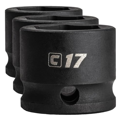 Image of Capri Tools 17 mm Stubby Impact Socket, 3 /8 in. Drive, 6 Point, Metric (Pack of 3)