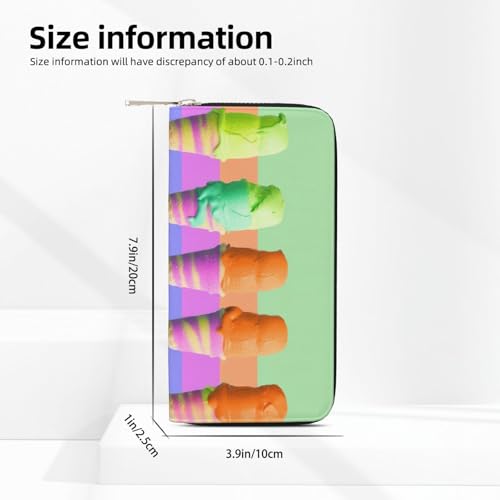 Pu Leather Wallet For Women Girl, Zip Around Credit Card Holder Ice Cream Rainbow Gradient Long Wallet Clutch Purse Waterproof Travel Handbag3