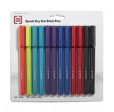 TRU REDQuick Dry Gel Pens, Fine Point, 0.5mm, Assorted, 24/Carton (TR54473VS)