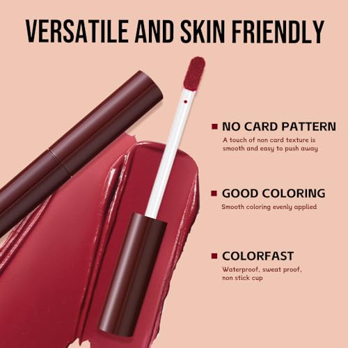 Hxssll Matte Lip Stain – High Pigment Non-Transfer Matte Liquid Lipstick, Long-Lasting Waterproof Smudge-Proof Lip Color, Lightweight Comfortable Velvet Finish Lip Tint 03#(5PCS)