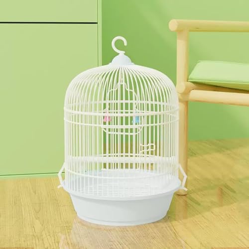 Nicffdi 小さい 鳥小屋 鸚哥 丸い インテリア バードケージ 持ち運び インコケージ 省スペース おしゃれ 小鳥 ケージ セット とりかご 小型 鳥籠 移動 鳥かご 小さめ 鳥 ケージ 複数 ミニ オカメインコ ケージ エサ入れ2個ハンドル付き セ