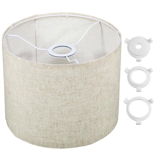 Small Lamp Shade, 9.8" Top x 9.8" Bottom x 7.9" High Beige Linen Small Drum Lampshade, Beige Large Drum Lamp Shades for Table Lamps Floor Lamps ChandelierLamp, Easy Assembly Required by Xosjska - Used condition - US$17.57