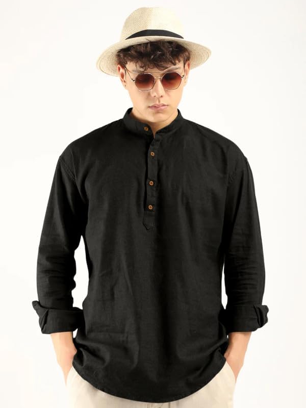 Image of ROYALSCOUT Men's Cotton Blend Full Sleeve Kurta Shirts Pack of 1 Designed for Festive Moments, Cultural Functions, or Casual Gatherings