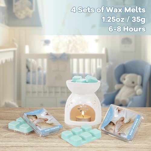 Image of SCENTORINI Wax Melts, Baby Powder Scent, Soy Wax Cubes for Warmers | Summer Non-Toxic Scented Wax Cubes, 4 Pack Home Fragrance