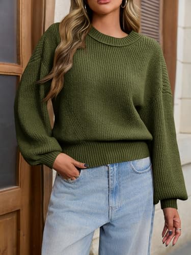 Image of Saodimallsu Womens Batwing Long Sleeve Sweaters Casual Crewneck Loose Chunky Knit Fall Pullover Tops