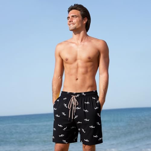 Men's Swim Trunks with Compression Liner 5" Quick-Dry Beach Shorts Anti-Chafing Board Shorts with Zipper Pockets4