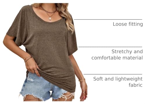 Image of Hilinker Womens Sexy Off The Shoulder Tops Short Batwing Sleeve T Shirt Oversized Casual Tee
