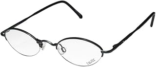 Enjoy 1701 Mens/Womens Oval Half-rim Spring Hinges Half-rimless Trendy Hip Eyeglasses/Spectacles (45-20-140, Greenish Gray/Navy)