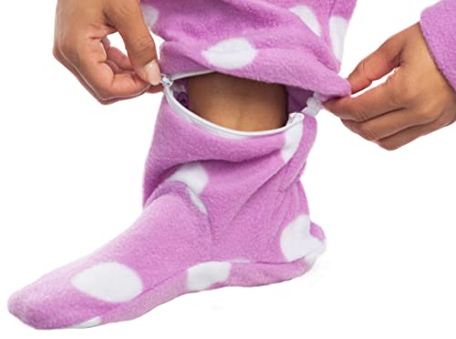 Image of Forever Lazy Footed Adult Onesie - Purple Polka - S - Wide