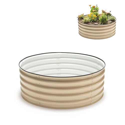 Epic-Gardening-Galvanized-Metal-Raised-Garden-Bed-For-Vegetables-Herbs-100-Food-Safe-Planter-Boxes-Outdoor-I-Outdoor-Plantation-Stainless-Steel-Raised-Garden-Bed-Kit-Round-Short-Light-Clay Epic Gardening Galvanized Metal Raised Garden Bed For Vegetables Herbs 100 Food Safe Planter Boxes Outdoor I Outdoor Plantation Stainless Steel Raised Garden Bed Kit Round Short Light Clay