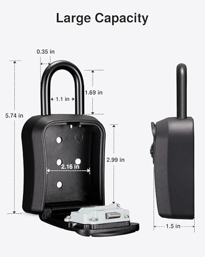 Image of Puroma Key Lock Box - Portable Combination Lockbox, Wall-Mounted Storage for House Keys, Resettable Code Safe for Home, Office, Apartment (2 Pack, Pure Black)