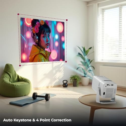 Image of BIGASUO Yuva Go Plus, Full HD 1080p Native, Android /iOS Smart Home Projector 4k Ultra HD, Rotatable Design, Auto & 4D Keystone, etc, WiFi 6 & BT, Screen Mirroring (BGP25)