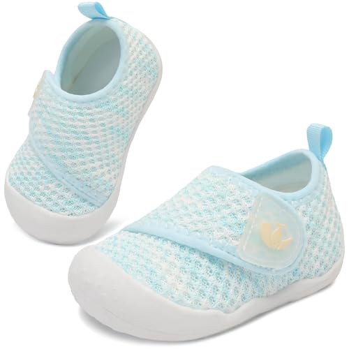 Image of FEETCITY Baby First Walking Shoes Wide Baby Shoes Infant Sneakers Newborn Crib Shoe Barefoot Lightweight Slip On Shoe