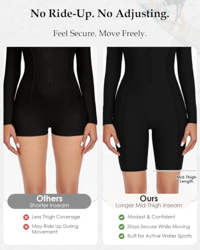 Image of Century Star UPF 50+ Modest Long Sleeve Swimsuits for Women Bathing Suit Rash Guard Surfing One Piece High Neck Swimwear
