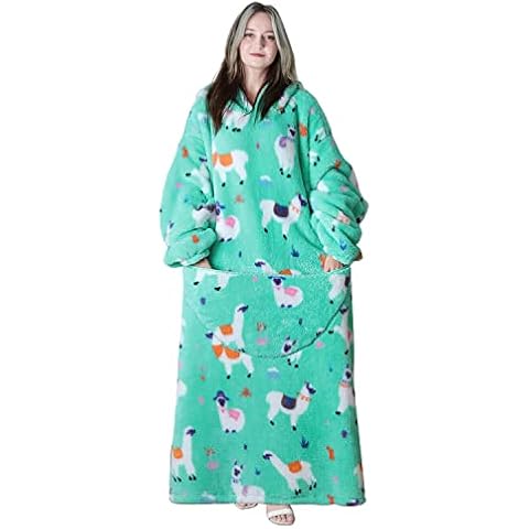 Queenshin Alpaka Langes Hoodie Tragbares Decken Übergroßer mit Ärmeln Sweatshirt, Flauschig Bequeme Flanelldecke Körperdecke für Frauen, Einheitsgröße Cover