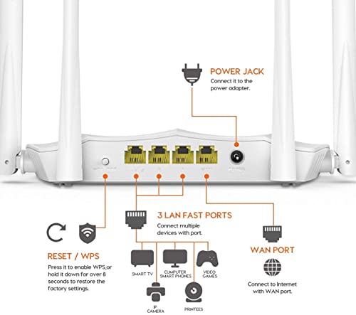 AC1200 Dualband WLAN Router AC5 V3.0 (867Mbit/s 5GHz + 300Mbit/s 2,4GHz, IPV6, Parental Control, Rete Ospiti, 4 antenne esterne da 6dBi, WPS), Colore Bianco - Router - Immagine 1