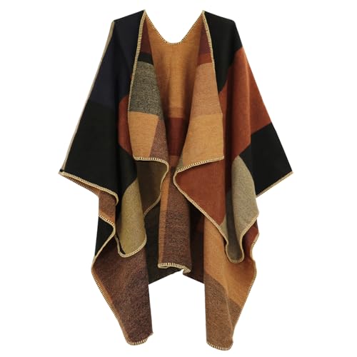 Poncho Shawl Wraps for Women, Women's Soft Warm Ponchos Sweaters Open Front Travel Poncho Cape for fall winter Spring