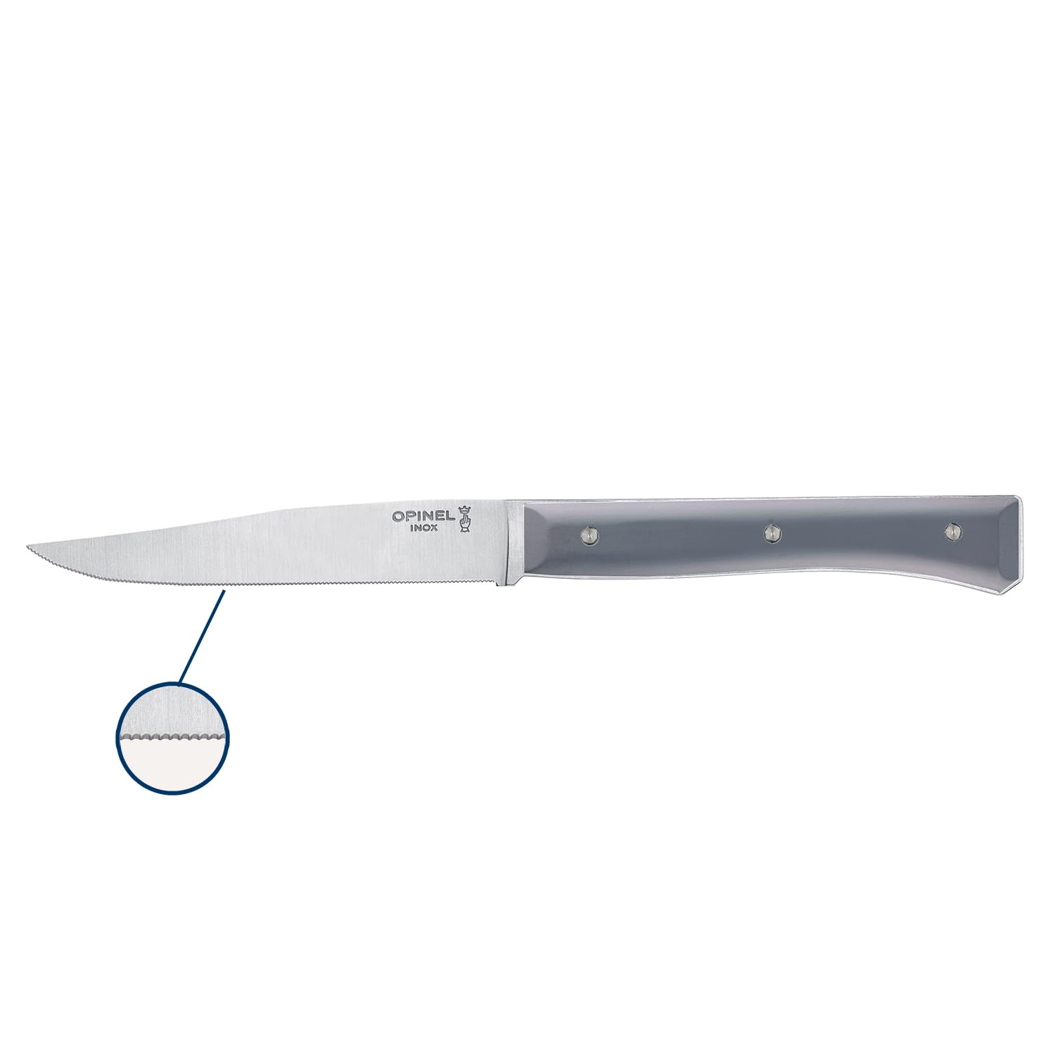 OPINEL - Set di 4 Coltelli da Tavola Facette Ardoise - Lama in Acciaio Inossidabile Microdentato - Manico in Materiale Ecologico VittEr - Garanzia a Vita - Fabbricazione Francese