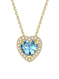 Bestyle March Birthstone Necklace for Women Aquamarine Stone Gold Heart