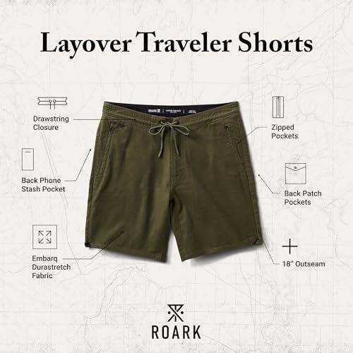 Roark Layover Traveler Walking Shorts – Lightweight Casual Hiking Shorts for Men, with Stretch Fabric, and Waist Drawstring2