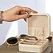 Vlando PU Leather Small Jewelry Travel Organizer, Travel Jewelry Case for Ring, Mini Jewelry Box for Earring, Necklace, Bracelet - White