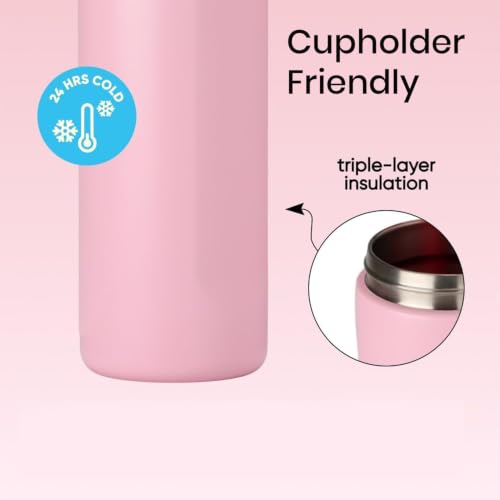 Image of House of Quirk Sippease Stainless Steel Water Bottle with Straw for Sports and Travel BPA-Free 950ML (French Pink)