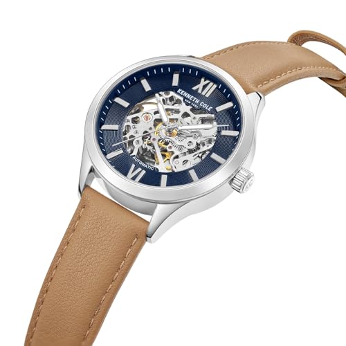 Image of Kenneth Cole Automatic Blue Round Dial Men's Watch | Genuine Leather Strap Material | Watches for Men Analog - KCWGX0103801MNW