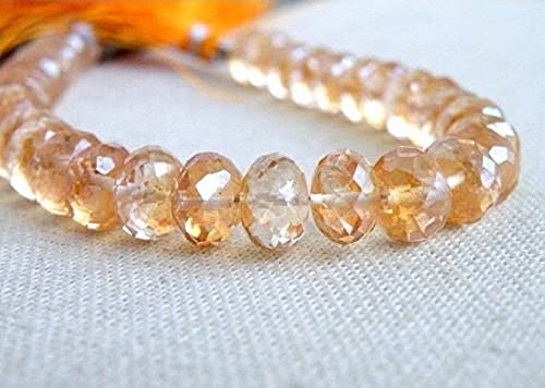 Quartz mystique abricot perles rondelles facettées 8mm de haute joaillerie pour création éclatante