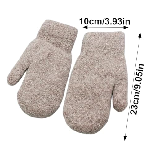 ECYC Women Plush Winter Warm Mittens, Solid Color Full Finger Mittens Elastic Soft Gloves Knitted Mittens for Women2