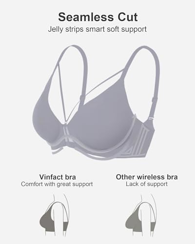 Image of Womens Comfortable Wireless T Shirt Bra No Underwire Seamless Full Coverage Bralettes Push Up Supportive Bras for Women