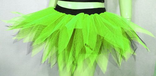 Neon Uv Green Black 7 Layers Pointed Tutu Skirt Dance Fancy Costume Dress Party Halloween Christmas USA